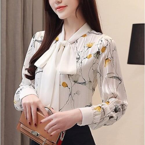 2019 Nova Moda Outono Mulheres Blusa Com Decote Em V de de Manga Comprida de Renda Chiffon Mulheres Casuais Roupas Plus Size