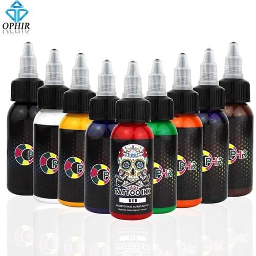 OPHIR 9 Colors 30ml/bottle Professional Permanent Tattoo Ink Pigment High Quality Body Tattoo Art Colors Body Art _TA058