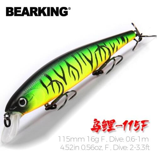 Bearking 115mm 16g Dive 0.6-1m floating Top Fishing Lures Wobblers Artificial Bait Predator Tackle jerkbaits for pike and bass