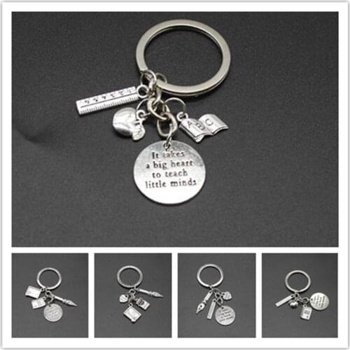Retro Teachers Day Keychain Cigarette Keychain Apple Ruler ABC Book Pendant Keychain Graduation Jewelry Teacher Gift