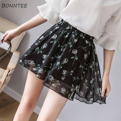 Shorts Women Chic Loose Printed Elegant Ladies Womens Chiffon High Quality Elastic Leisure Fashion Breathable Comfortable Korean