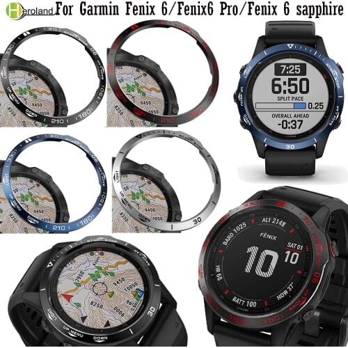 Steel Case For Garmin Fenix 6 / 6 Pro / Fenix 6 sapphire Watch Bezel Ring Styling Adhesive Anti Scratch Metal Cover Accessories