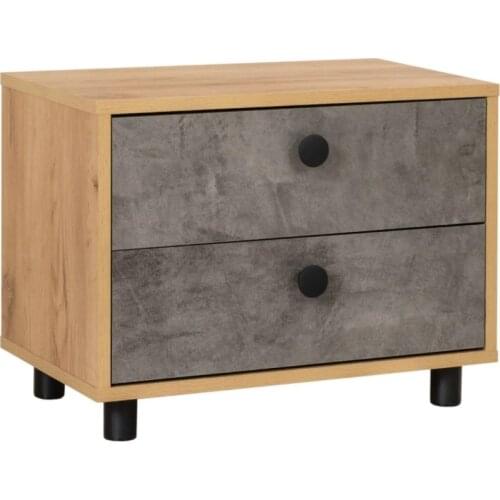 Bedside Table Cabinet, Solid Wooden Finish Standing Nightstand End Side Table for Bedroom Furniture Easy Assembly 55x33.5x41.4cm