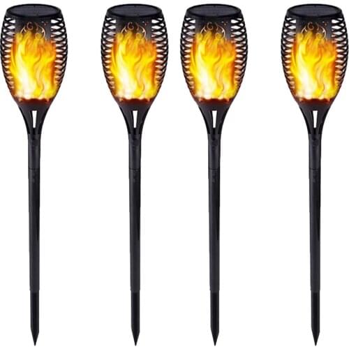 4Pcs Solar Flame Lamp Outdoor Torch Lights IP65 Safety Waterproof Light Flicker Lights for Garden Decoration Landscape Lawn Lamp