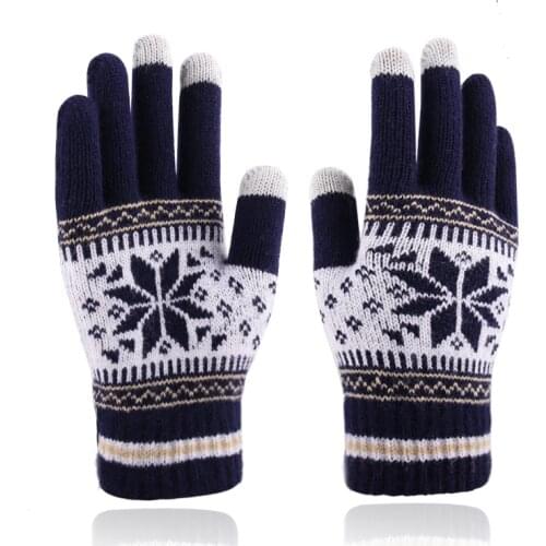 Iwarm Autumn Winter Men Women Keep Warm Plus Velvet Thickening Knitting Touch Screen Gloves Couples Christmas Halloween Glov
