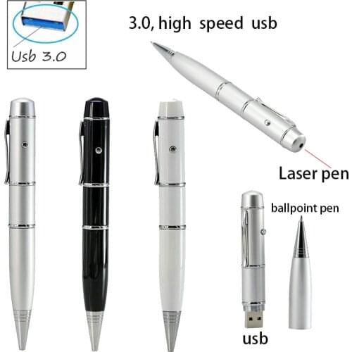 High speed Ballpoint Pen Model Laser Light usb flash Pen Drive Memory Stick Pendrive 3.0 usb 32GB 64GB Business Gift