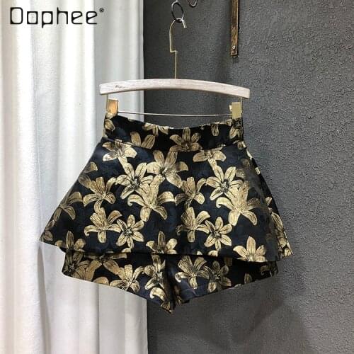 2021 Summer New Korean Fashion Large Flower High Waist Irregularly Slimming All-Match A- line Skirt Fashionable Culottes