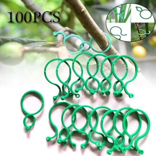 100pcs Botany-Stem Vine Strapping Clips Garden Plant Bundled Buckle Ring Tool Plastic Trellis Tomato Clips Supports Connects