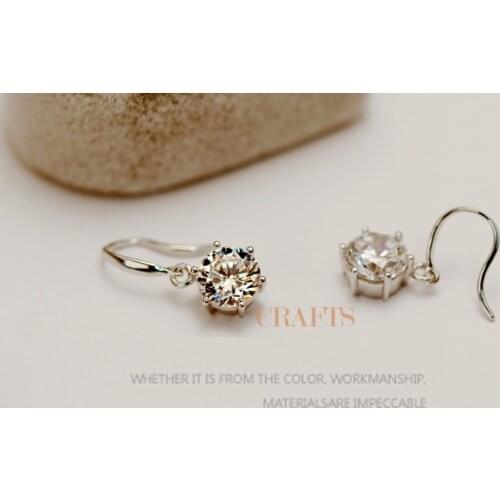 Hooked 6 Prongs Earring Drop 4CT Lovely Diamond Dangle Earrings For Women Bridal Solid Platinum PT950 Birthday Jewelry