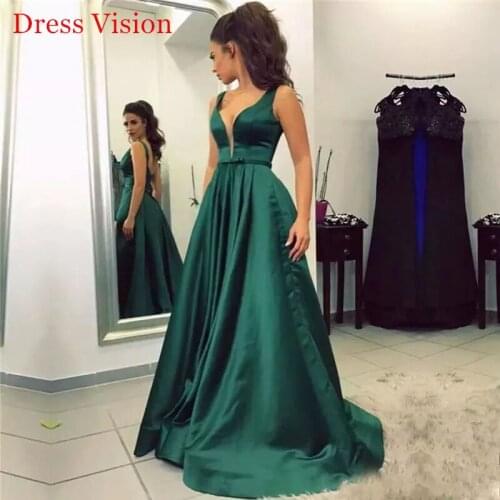 Robe De Soiree Hot Sale Dark Green Sexy V-Neck Long Frock aвечернее платье Prom Dresse Party Gowns Vestido De Fiesta De Boda