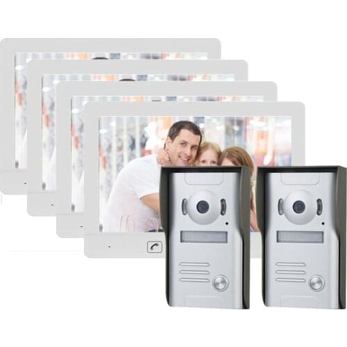 ZHUDELE Security Video Intercom 10''Inch Monitor Wired Video Door Phone Doorbell Speakephone Intercom System+Rainproof IR Camera