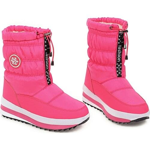 Women Platform Winter Shoes Comfort Waterproof Non-slip Zipper Ladies Snow Boots Thick Fur Bottines for girls Femmes Bottes