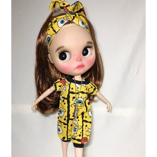 1PCS Cute Blyth Yellow Jumpsuit Clothes for Blyth Pants Azone Licca for 1/6 Doll Clothing Accessories