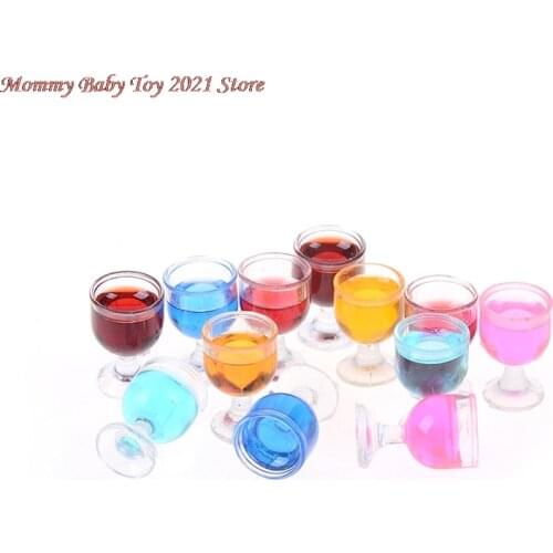 2Pcs 1/12 Mini Red Wine Cup Simulation Furniture Wine Glass Goblet Dollhouse Miniature Toy Accessories for Doll House Decoration