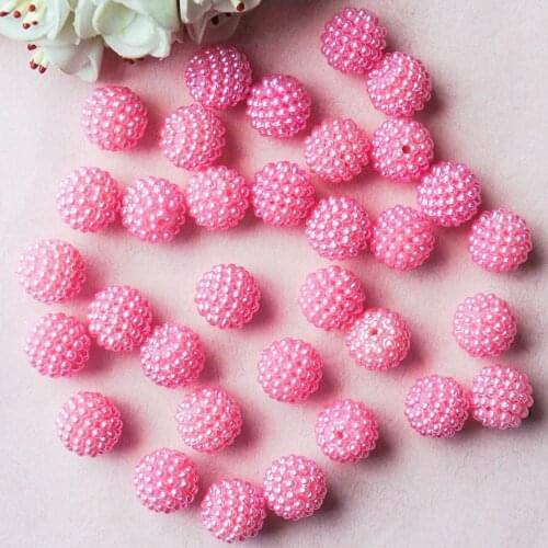 30 PCS 14 mm pink imitation pearl round jewelry detachable waxberry hole