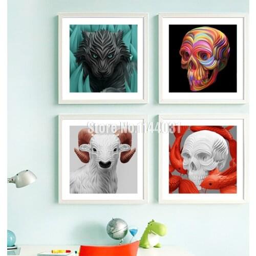 3D Diamond Painting Digital Animal Cross Stitch Skull Wolf Horse DIY Full Square Diamond Embroidery Home Decor Diamond Mosaic