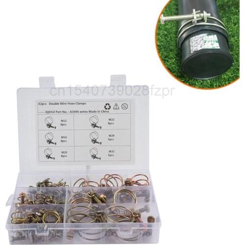 42 Boxes - 6 Specifications of Double Wire Throat Hoop, Double Wire Hoop and Color Plated Zinc Wire Pipe Hoop Set