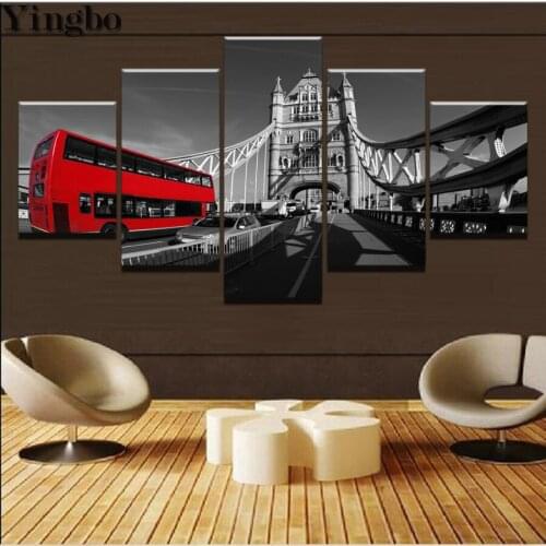 Diamond painting 5 PCS London Bus Landscape Diamond embroidery Full Square Round embroidery bead Cross stitch crystal painting