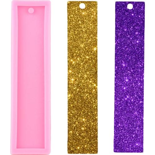 Shiny Glossy Rectangular Bookmark Silicone Mold Keychains Making Molds DIY Handmade Jewelry Mould Resin Craft Necklace Moulds