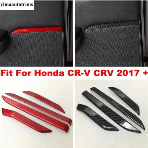 Side Door Speaker Audio Decortion Cover Strip Trim Interior Auto Accessories For Honda CR-V CRV 2017 - 2020 Red / Carbon Fiber