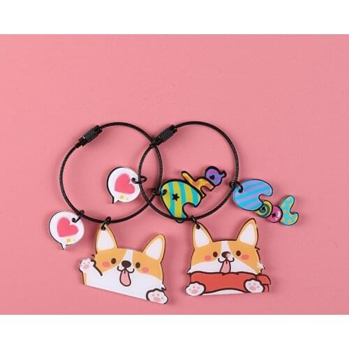 Girly Heart Cute Corgi Keychain Dog Simple Ring Soft Japanese Cute Girlfriends Couple Key Chain