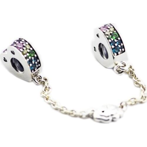 Charms 925 Silver Original Arcs of Love Safety Chain Woman DIY Bracelets Jewelry Making natural stone beads For Jewelry Making