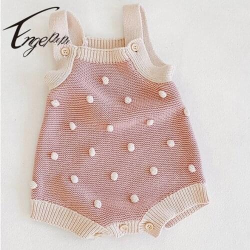 Engepapa Handmade Ball Knitting Sleeveless Romper Korean Style Spring Autumn Toddler Baby Girl Knitting Jumpsuit