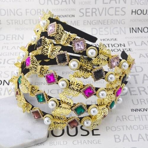 Elegant Lady Butterfly Alloy Hairpin crystal Hair Clip pearl Hair Accessories Colored rhinestones Headwear for women girls Jewel