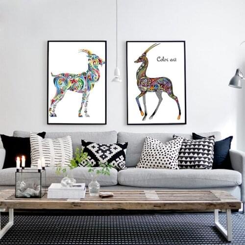 HAOCHU Nordic Style Decorative Canvas Painting Elk Combination Living Room modern Simple Sofa Bedroom Murals Poster Home Decor