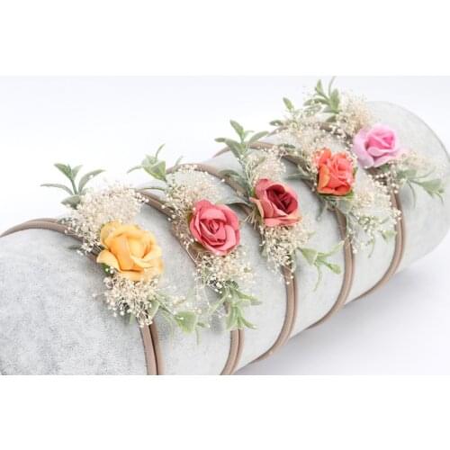 Flower Baby Artificial Headband Turban For Kids Girls Wreath Newborn Photography Prop Hairband Hair Accessories Headwear