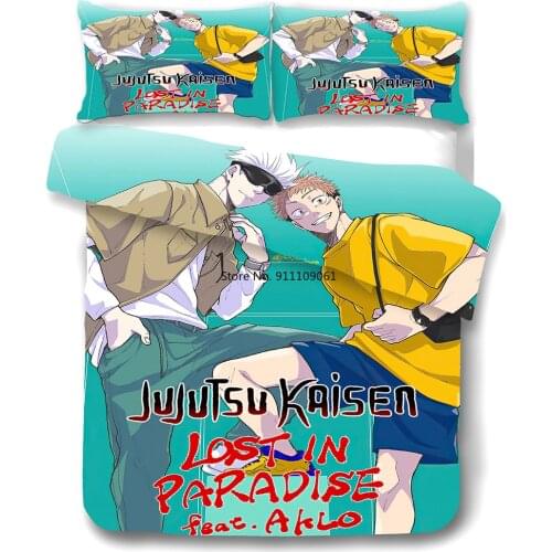 Home Anime Jujutsu Kaisen 3D Bedding Set of Duvet Cover Pillowcases Soft and Comfortable 3 Piece Suit for Bedroom No Comforter