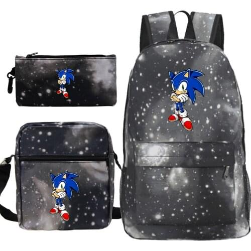 Beautiful Sonic Backpacks Children Boys Girls School Backpack 3 PCS/Set Men Women Fashion New Pattern Backpack Teen Mochila Gift
