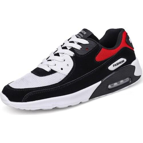 Air Cushion Skateboarding Shoes Mens Sneakers Lightweight Breathable Stretch Fabric Women Flat Sports Walking Shoes Big Size