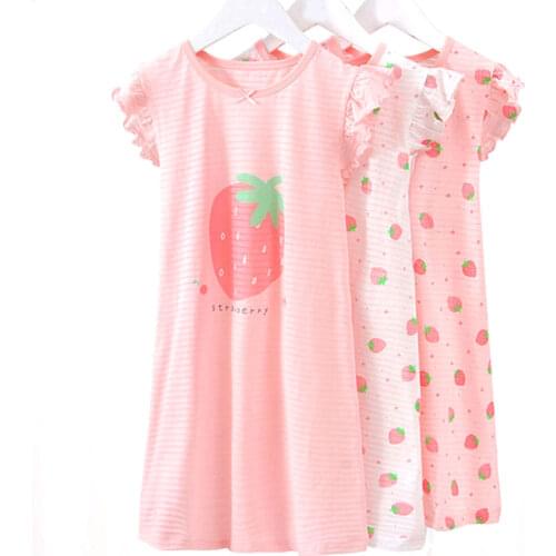 Summer 2020 Girls Sleepwear Childrens Short-sleeved Pajamas Nightgowns for Girls Teenager Nightdress Kids Night Dress Clothing