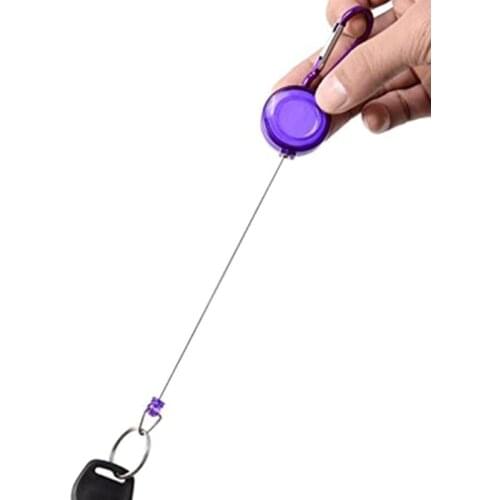 Multifunctional Multi-color Roll Retractable Keychain Steel Rope Bag Recoil ID Card Holder Keyring Key Chain Steel Cord