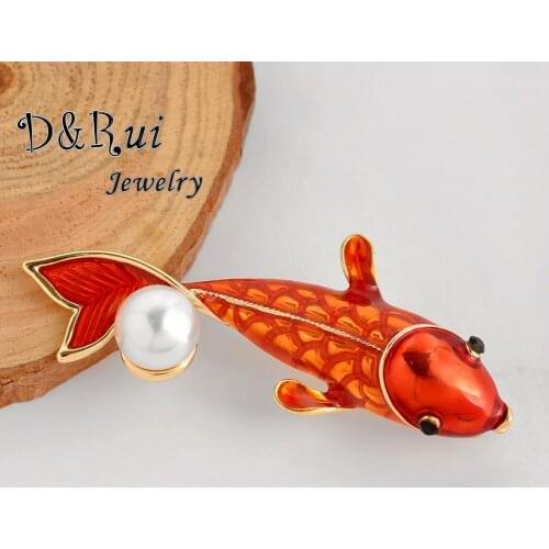 Trendy Red Carp Brooches Quality Enamel Ainmal Fish Dress Coat Pin Brooch Clothes Accessories Cute Jewelry for Women Girls 2021