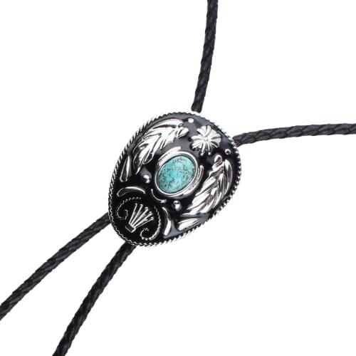 Western Bolo Tie Turquoise Bolas Necktie Cowboy Necklace for Men Gentleman Ornaments - Vintage Style