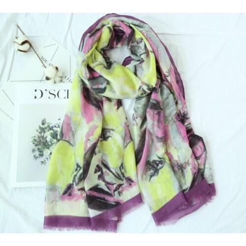 2018 New Fashion Ombre Lemon Print Scarves And Shawls Ink Painting Floral Fringe Scarf Muffler Wraps Hijab 2 Color Free Shipping
