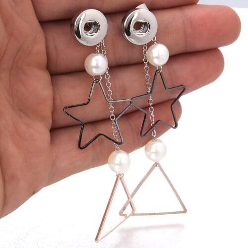 New 12mm Snap Jewelry Vintage Hollow Out Ethnic Snap Drop Earrings Fashion Mini 12mm Snap Button Earrings for Women Girls Gift