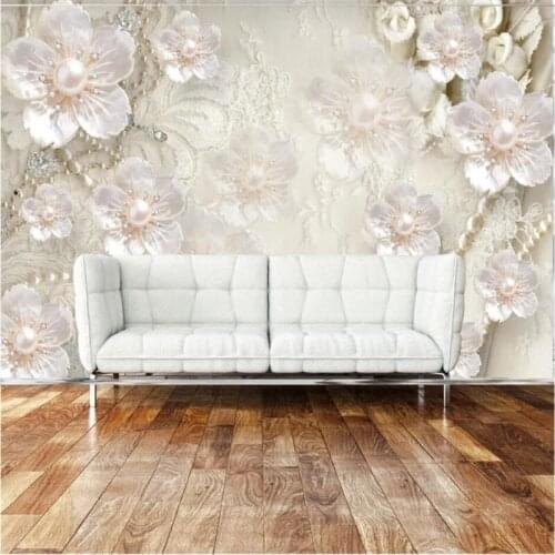Custom wallpaper 3d photo mural beads flower TV background wall papers home decor papel de parede 5d papier peint 9d wallpaper