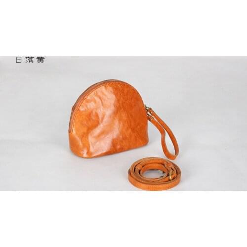 236 Genuine Leather Casual Zipper Shell Waist Purse Mini Crossbody Bags