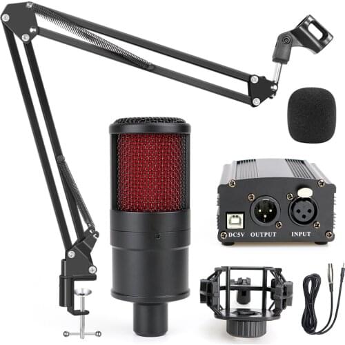 Professional Condenser studio Microphone Kits For PC Computer Recording Voice Microphone Phantom Power Mic Stand For Youtube