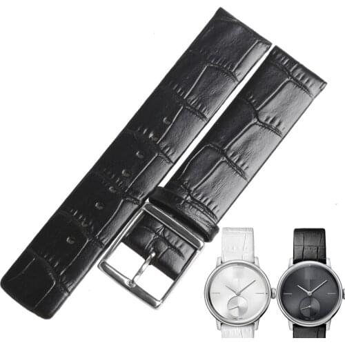 WENTULAHigh Quality Genuine Leather Watch Band Strap Thin White Watchbands For CK Calvin Klein K2G211 K2G231 K76221 K2Y211