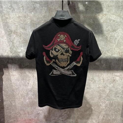 Hot drill 2020 hot sale New polo shirt men shirt Diamonds stone polo shirt men