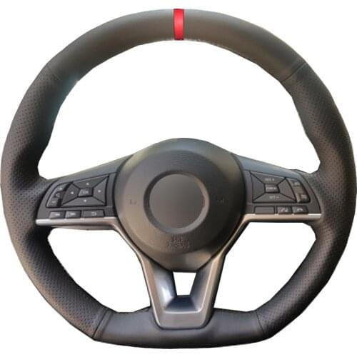 Hand Sewing Red Top Marker Car Steering Wheel Cover For Nissan Note 2016 2017 2018 2019 2020 2021 D Type Braid on Steering-wheel