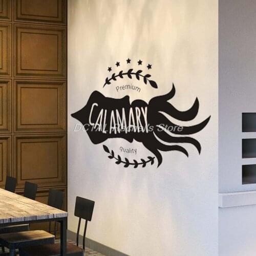 Seafood Restaurant Decor Calamary Vinyl Wall Decal Kitchen Dining Room Sticker Bar Drink Art Sticker