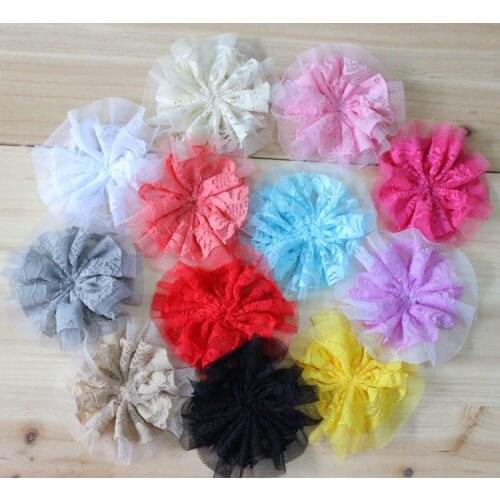 Chiffon Lace flower no buttons 3.6" 12colors U pick 200pcs/lot free shipping