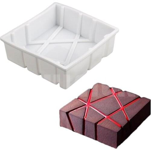 DIY Mousse Cake Silicone Mold White Silicone Cube Twill Shaped Mousse Cake Decorating Mold