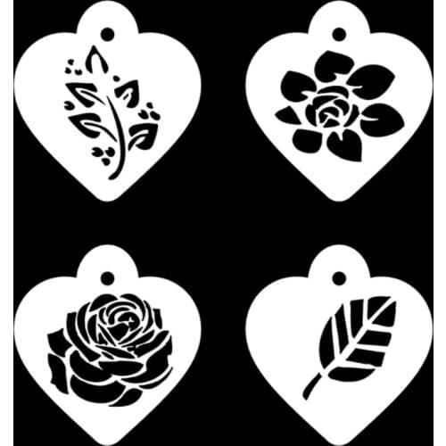 4pc Stencils Bullet Journal Supplies Rose Leaves Wall Painting Scrapbook Coloring Embossing Album Decorative Paper Card Template