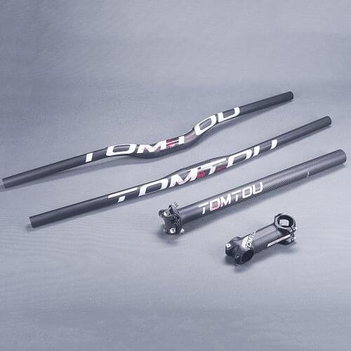 TOMTOU 3K Matte Carbon Fibre Bicycle Handlebar sets Handlebar Stem Seatpost Mountain Bikes Parts White - TW2T56